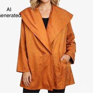 NWT Mycra Pac Raincoat‎ Womens  M/L Pumpkin Shimmer Donatella Fall Lagenlook